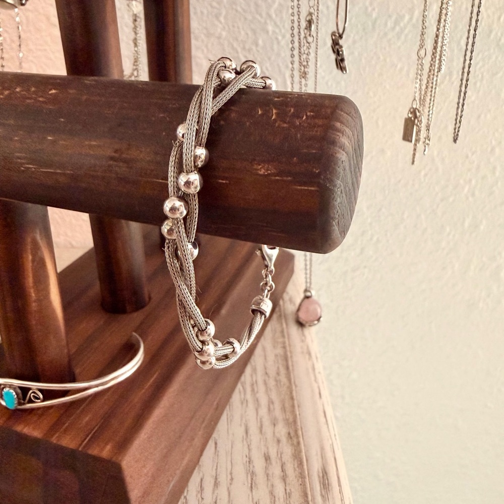 Sterling Silver Foxtail Bracelet with Bead Accents